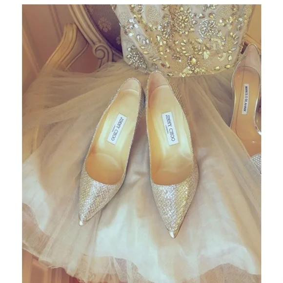 Jimmy Choo champagne glitter stilettos, sz 39,5 - Picture 2 of 10